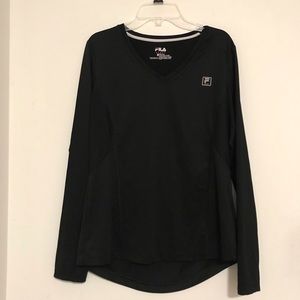 Plain Black Long Sleeve Polyester Shirt